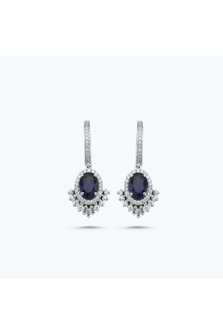Altınbaş Pırlanta Safir Oval Küpe Meh059s-14k Beyaz
