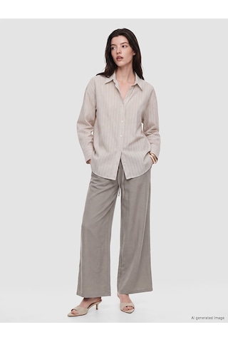 Lcw Comfort Bej Beli Lastikli Modal Karışımlı Kadın Pantolon