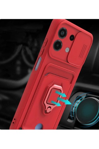 Mey İthalat Redmi Note 13 4g Kılıf Zuma Kartvizitli Yüzüklü Silikon - Lila Çok Renkli