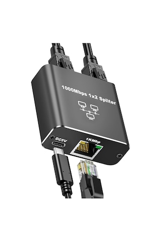 Gigabit Ethernet Anahtarı 2 Bağlantı Noktalı 1000mbps, Rj45 Çoğaltıcı Ethernet Splitter
