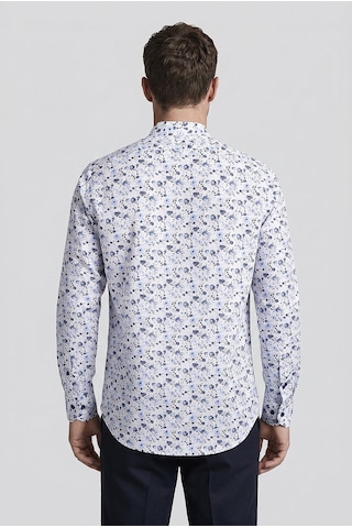 Xint Bisse Lacivert Regular Fit Keten Cepsiz Uzun Hakim Yaka Gömlek Bsgmktn26307 C39