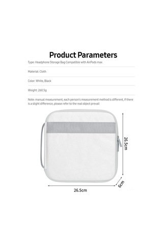 Didadodo Airpods Max Kumaş Çantası - Hafif, Dayanıklı Şık Tasarım Beyaz Beyaz Beyaz