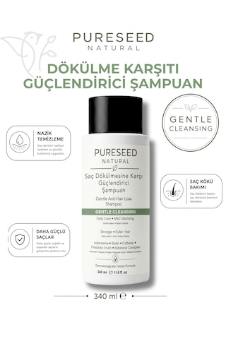 Pureseed Natural Saç Dökülmesine Karşı Güçlendirici Şampuan - Nazik Bakım - 340 Ml