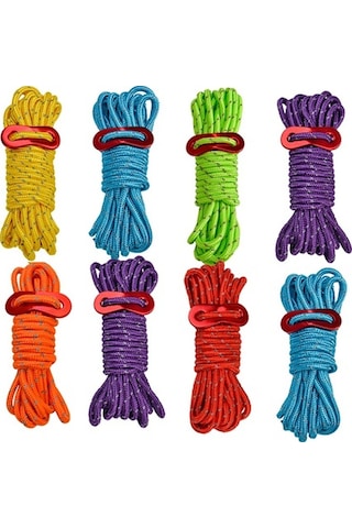 Novahub Gece Parlayan, 8 Adet Renkli 4mm Çadır İpi Seti Sarı Sarı