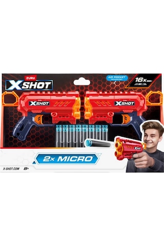 X-shot Excel Micro 2.0 2 Li Paket , Kompakt Dart Tabancası Nerf, Oyuncak Tabanca Kırmızı