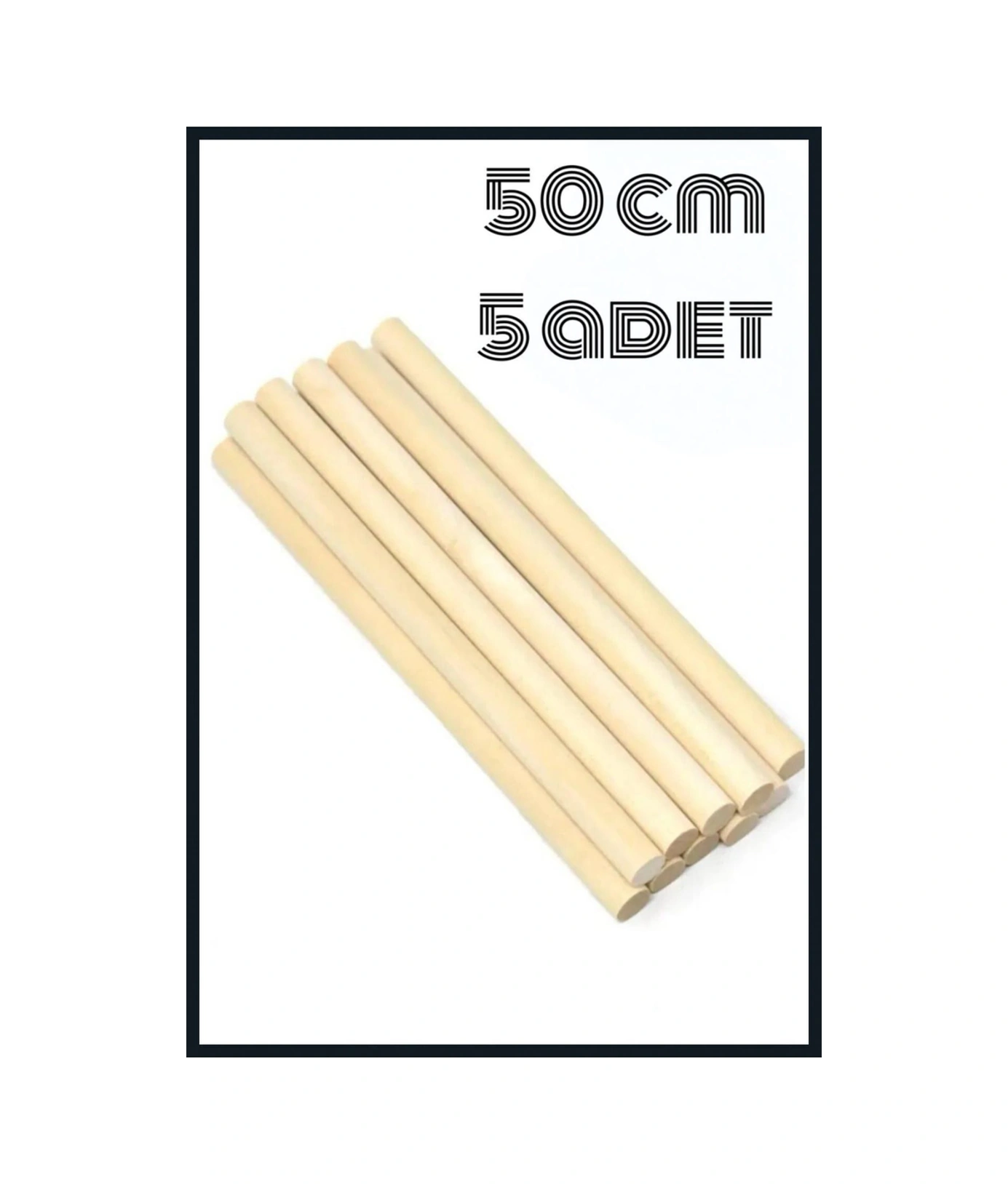 Yuli Craft 20mm 2cm 5 Adet 50cm Yuvarlak Ahşap Çubuk, Makrome Çıta Sopa