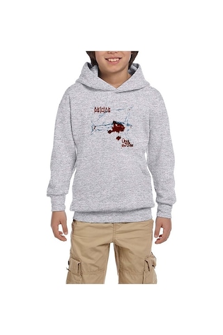 Zepplin Giyim Deicide Once Upon the Cross Gri Çocuk Kapşonlu Sweatshirt Gri