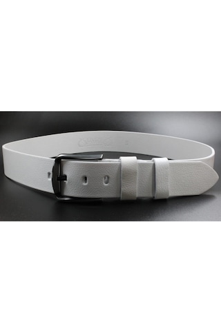 %100 Hakiki Deri Erkek Kot Kemeri 4,5 Cm Beyaz