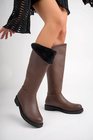 Öztürk Uzun Bükülebilen Model Kürklü Kadın Çizme Ozt-amn Kahve