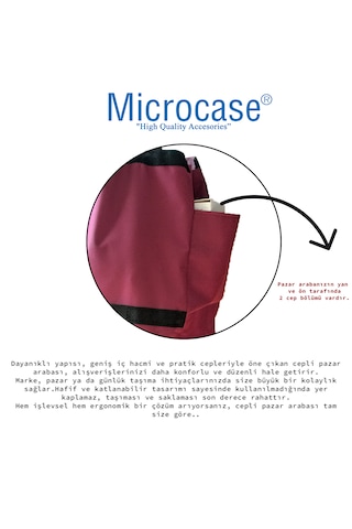 Microcase Tekerlekli Cepli Tasarım Katlanabilir Portatif Pazar Market Arabası Malzeme Çantası- Al4966 - Kırmızı