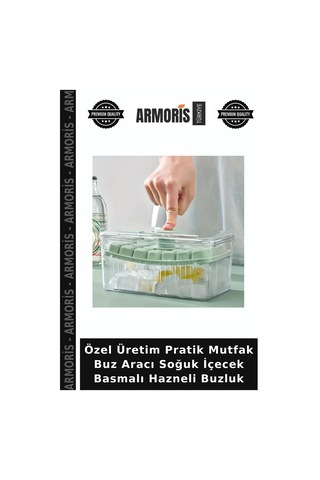 Özel Üretim Pratik Mutfak Buz Aracı Soğuk İçecek Basmalı Hazneli Buzluk Çok Renkli