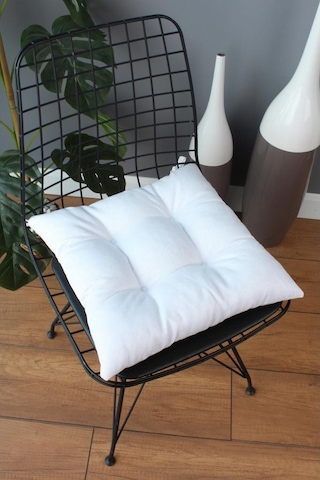 Altınpamuk Altınpamuk Beta Pofidik Beyaz Sandalye Minderi Bağcıklı 40X40Cm