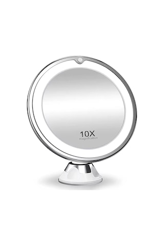 Vantuzlu, Led Işıklı Ve 10x Büyütmeli Makyaj Aynası Beyaz Diğer