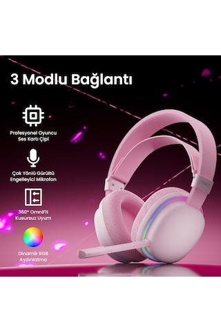 Aula G7 Tri Mode Bluetooth 5.4 Gaming Mikrofonlu Kulak Üstü Oyuncu Kulaklığı