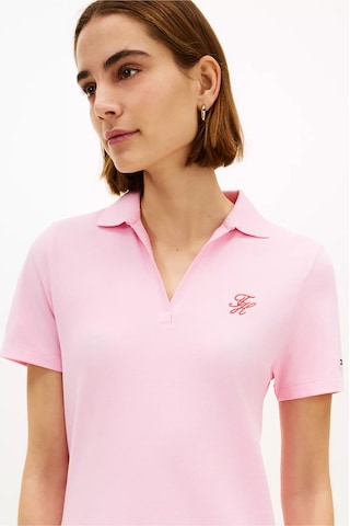 Kadın Normal Kalıp Polo Yaka Logo İşlemeli Kısa Kollu Pembe Elbise Pembe