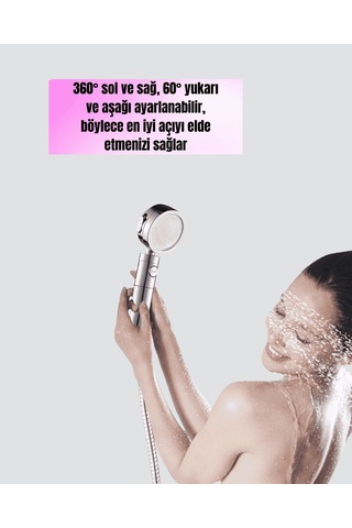 Çok Fonksiyonlu Duş Başlığı, 360 Ayarlanabilir Çok Renkli