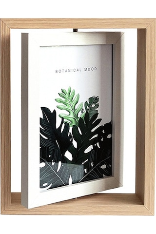 Lemestar Ahşap Ve Cam Döner Fotoğraf Çerçevesi 6-7 İnç, Çift Taraflı Görüntüleme, Dikey-yatay, Ofis/ev Dekoru - 1 Adet