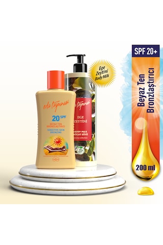 Eda Taşpınar Beyaz Ten Bronzlaştırıcı SPF20 (200ml) - Ege Zeytinyağı Body Milk 400ml