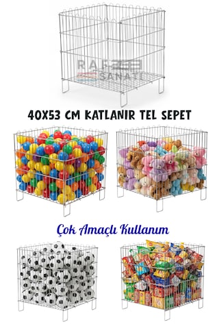 Katlanır Tel Havuz Sepeti 40x53 Cm Market Ve Mağaza Promosyon Sepeti Metal Havuz Sepet