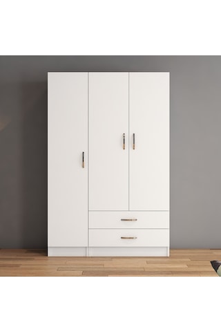 tanmob 3 Kapılı Iki Çekmeceli Geniş Gardrop Beyaz - Grd0501