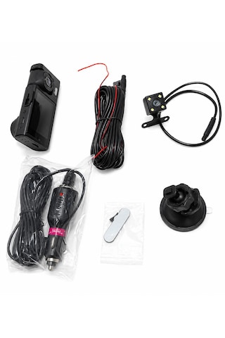 Araç İçi Kamera 1296p 3 Lens Cama Yapışan Model Ekranlı Geri Görüş Kamerası Video Kayıt 170 Derece Geniş Açı G-sensör Döngüsel Kayıt Hafıza Kart Takılabilir Gece Görüş