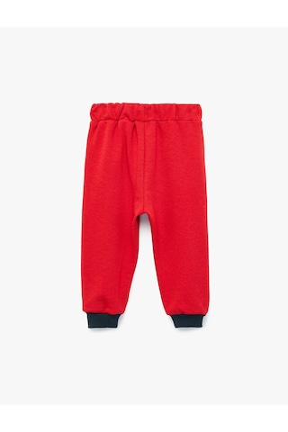 Koton Pamuklu Renk Bloklu Beli Lastikli Jogger Eşofman Altı Kırmızı 7wmb40036tk