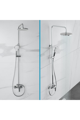 Adell Lento Rain Duş Sistemi Krom - Duş Bataryası Dahil Krom