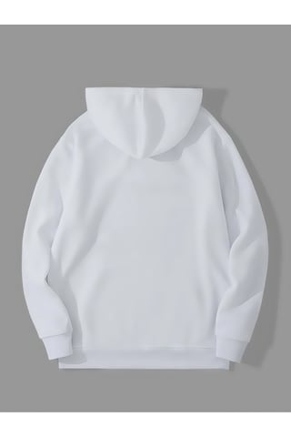 Harmandar Üç İplik Vampurr Baskılı Unisex Beyaz Kanguru Cepli Kapüşonlu Sweatshirt Hoodie Vampurrbeyazsweat
