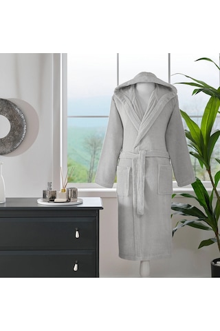 Özdilek Tek Bornoz Şalyaka Kapşonlu-woven Gri Xxl Beden Gri
