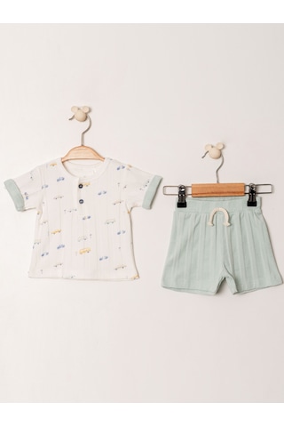 Kd53421 Jakarlı Örme 2'li Bebek Takımı 3-6 Ay / 6-9 Ay / 9-12 Ay / 18-24 Ay Mint