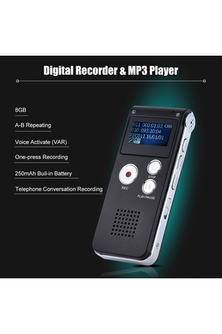 Samdoo Sk-012 8gb Metal Ses Kaydedici: Ses Kontrollü, Telefon Konuşması Kaydı, 576 Saat Kayıt Süresi, Mp3 Çalar, Kolay Kullanım