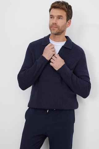 Tudors Erkek Slim Fit Dar Kesim Polo Yaka Lacivert Kazak-41795 Lacivert