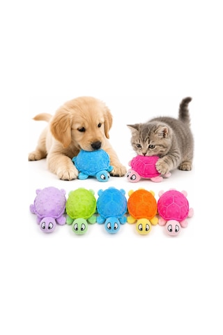 Peluş Köpek Oyuncağı Deniz Kaplumbağası - Hışırtılı Çıtırtılı Sesli Yumuşak Evcil Hayvan Oyuncağı - Kedi Yavru Köpek Küçük Irklar İçin İnteraktif Oyun Arkadaşı Stoğa Göre Renk Gönderilir