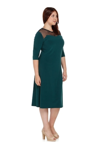 Nidya Moda Büyük Beden Tül Kombin Elbise-4078Ay Yeşil
