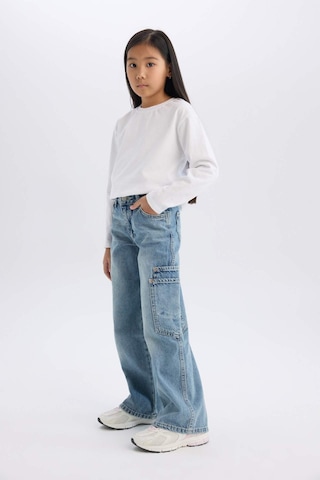 DeFacto Kız Çocuk Wide Leg Kargo Geniş Paça Jean Pantolon D7386A825SMNM39 Mavi