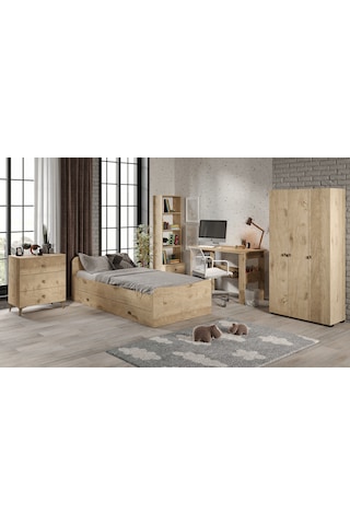 Selen Çocuk Odası Takımı Meşe - 5 Parçalı Tamamı 1. Kalite Mdf Meşe
