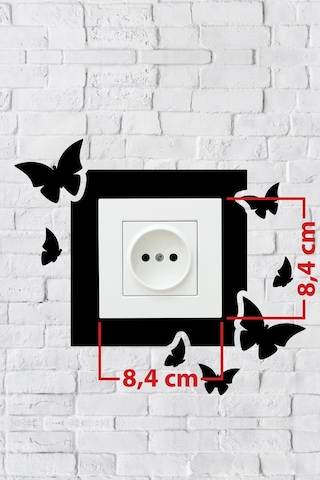 Kelebek Tasarım Priz Çerçevesi İç Ölçü 8,4x8,4 Cm Dekoratif Priz - Anahtar Çerçevesi
