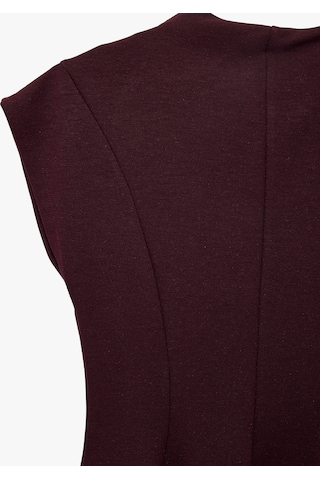 Koton Viskon Karışımlı Slim Fit Kolsuz Dik Yaka Peplum Bluz Bordo 7wak70012uk
