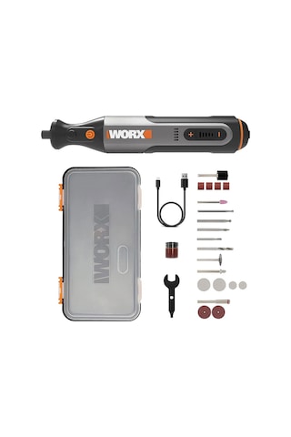 Worx WX106 8 V Kalem Tipi Devir Ayarlı Gravür Makinesi + 21 Parça Aksesuar