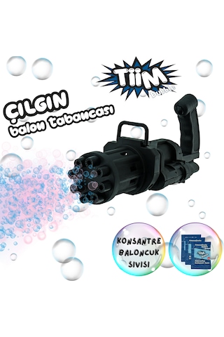 Tiim Bubble 8 Çıkışlı Otomatik Baloncuk Ve Balon Tabancası Siyah 1