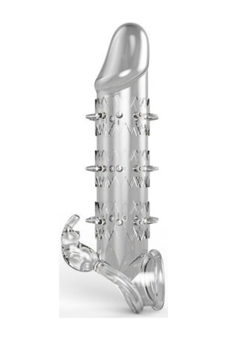 Red Fox Wolf Warrior Crystal Şeffaf Dokulu Penis Kılıfı Esnek Tpe Malzeme, Gerçekçi His, 13.8 Cm