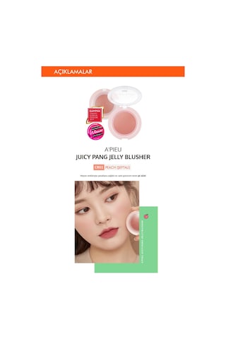 Missha A'PIEU Juicy-Pang Jelly Blusher Meyve Tonlarında Doğal Görünümlü Jel Allık CR01