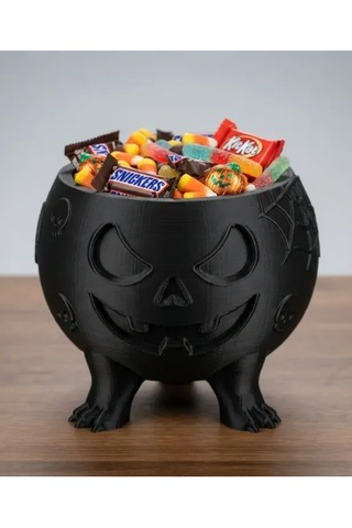 Halloween Cadılar Bayramı Dekoratif Balkabağı Şekerlik Kase Siyah Masa Üstü Dekor