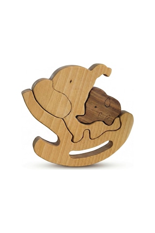 Simdale Wood İsimli Sallanan Anne Ve Yavru Fil - Ahşap Puzzle Oyuncak