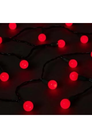 Askımo - 5m 28 Led Mini Top Işık Kırmızı - Fişli, Siyah Kablo Muhtelif 22897204