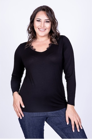 Dantel V Yaka Tişört