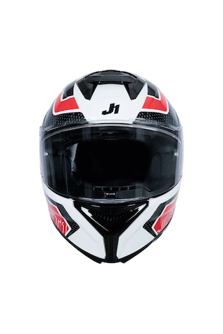 Just1 J-str Union Kapalı Motosiklet Kaskı Kırmızı Beyaz Kırmızı / Beyaz
