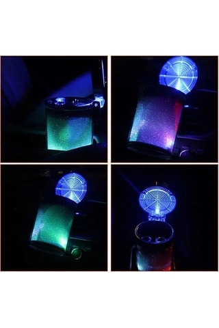 Oto Küllük Renkli Işıltılı Rgb Araç İçi Led Küllük 7 Işıklı Black