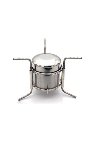 Taşınabilir Kamp Alkol Soba Katı Alkol Yakıt Katlanır Gümüş