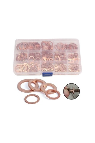 Novahub Bakır Kırma Pul Conta Seti Düz Ringa Conta Çeşitleri Kiti 280pcs - Güzel Tasarım